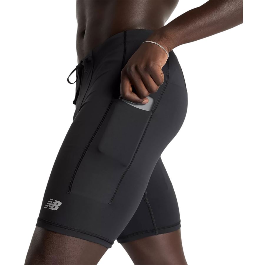 Sleek Pocket Half Tight 9 short elasticizzati uomo da allenamento New Balance | MS51271BLK